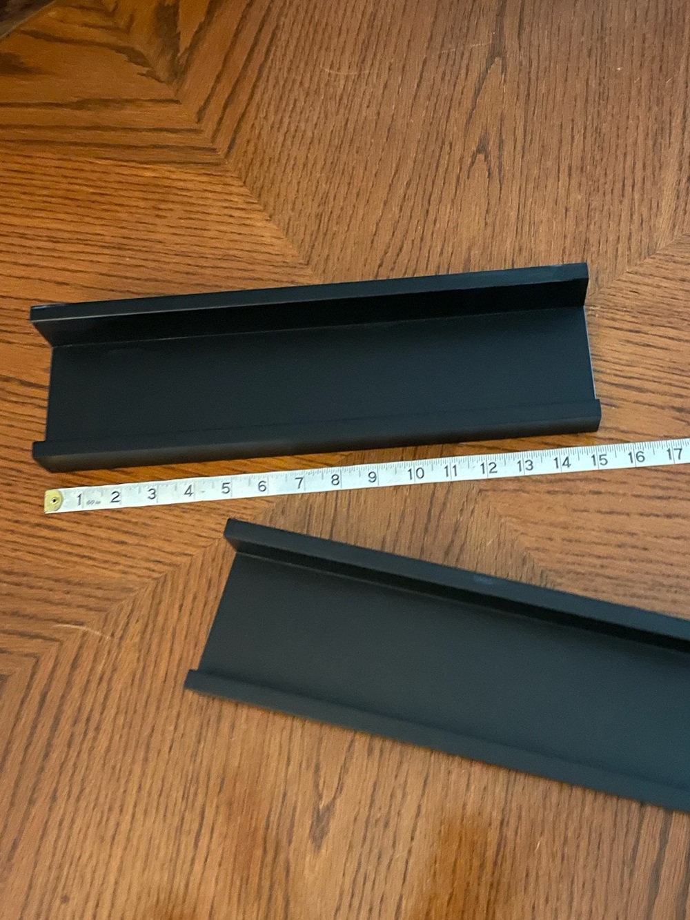 Pair of Black Wooden Shelves